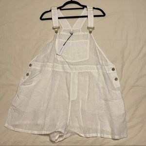 Weworewhat basic short overalls in solid white linen